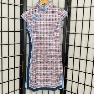 Cute Plaid traditional Chinese short dress